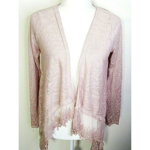 LUNGO LARNO Dusty Rose/Pink MADE IN ITALY Waterfall Front Sweater/Cardigan SZ S - Picture 2 of 7